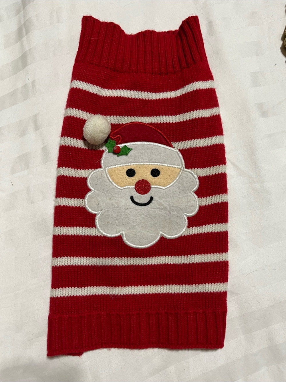 Unbranded Red & White Striped Santa Dog Sweater